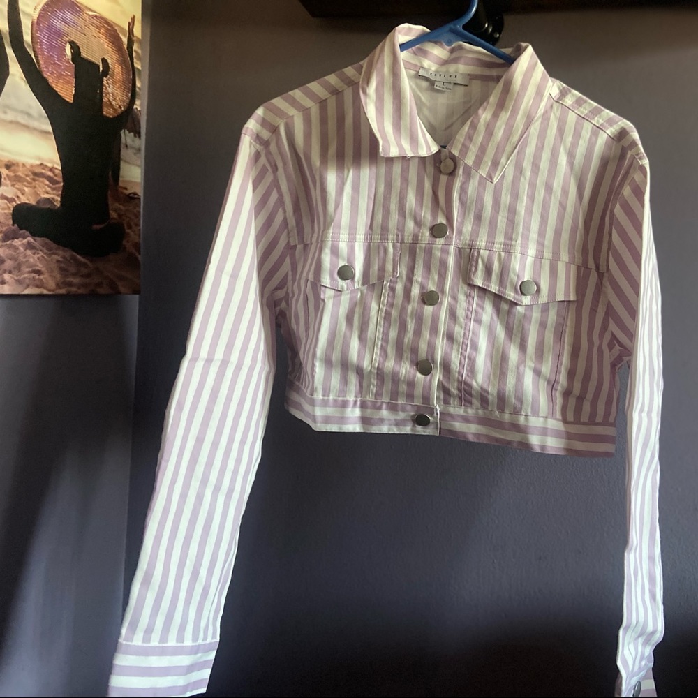 Pink/Lavender Striped Crop Jacket *NWT